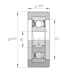 滾輪 KLRZ12X41X16-2RSR, 帶塑料箍,兩側密封 滾輪 KLRZ12X41X16-2RSR, 帶塑料箍,兩側密封