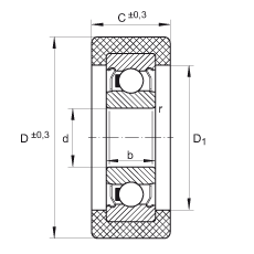 滾輪 KLRZ10X30X10-2Z, 帶塑料箍,兩側密封 滾輪 KLRZ10X30X10-2Z, 帶塑料箍,兩側密封