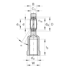 桿端軸承 GIR10-DO, 根據 DIN ISO 12 240-4 標準，帶右旋內螺紋，需維護