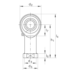 桿端軸承 GIKR18-PB, 根據 DIN ISO 12 240-4 標準，帶右旋內螺紋，需維護