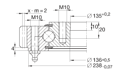 四點接觸球軸承 VA140188-V, 有外齒，兩側唇密封