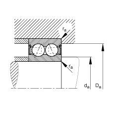 角接觸球軸承 3800-B-2RSR-TVH, 雙列，雙側唇密封，接觸角 α = 25°