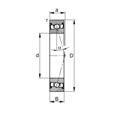 主軸軸承 HSS71901-C-T-P4S, 調節，成對安裝，接觸角 α = 15°，兩側唇密封，非接觸，加嚴公差