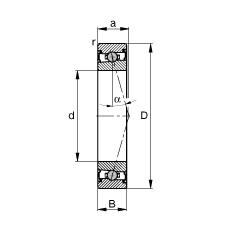 主軸軸承 HCS71922-C-T-P4S, 調(diào)節(jié)，成對安裝，接觸角 α = 15°，兩側(cè)唇密封，非接觸，限制公差