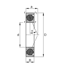 主軸軸承 HCB7040-E-T-P4S, 調節(jié)，成對或單元安裝，接觸角 α = 25°，陶瓷球，限制公差