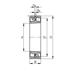 調心滾子軸承 23172-K-MB, 根據 DIN 635-2 標準的主要尺寸, 錐孔，錐度 1:12